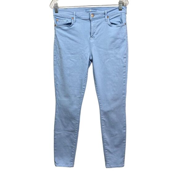 7 For All Mankind‎ Jeans Jeggings Stretch Skinny Ankle Light Blue Women Sz 30W - Picture 1 of 6